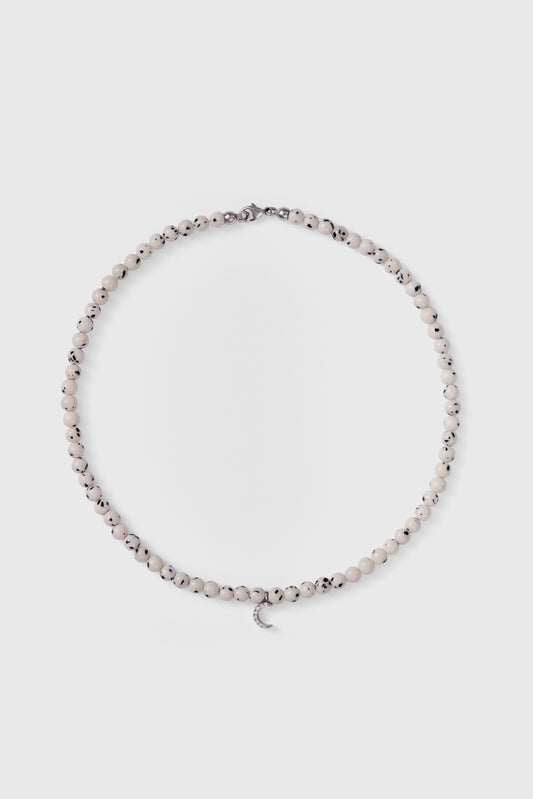 dalmatian jade choker with big white gold diamond moon