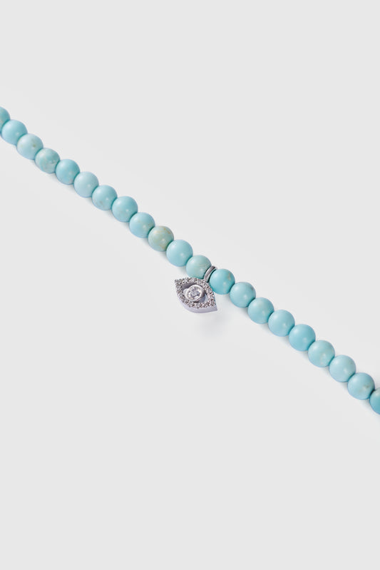 howlite choker with big white gold diamond evil eye
