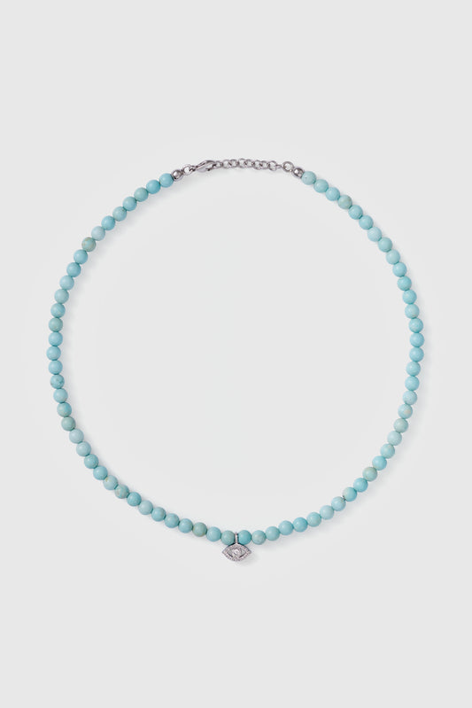 howlite choker with big white gold diamond evil eye