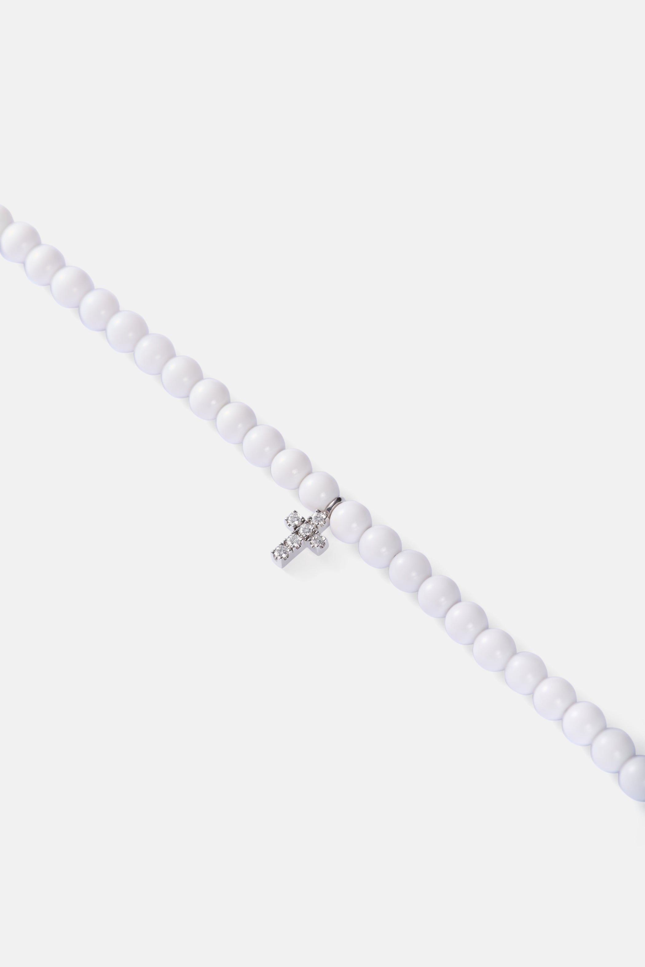 tridacna choker with big white gold diamond cross