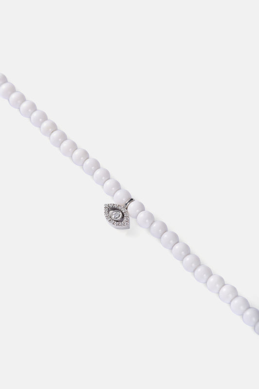 tridacna choker with big white gold diamond evil eye