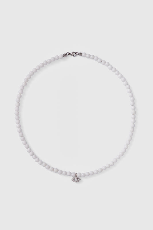 tridacna choker with big white gold diamond evil eye