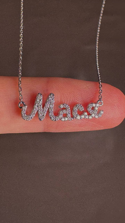 white gold necklace Мася with diamonds