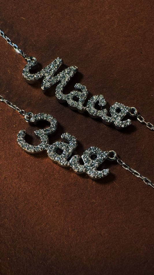 white gold necklace Мася with diamonds